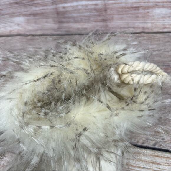 Anthropologie North Pole Cream Faux Fur Christmas Stocking Shaggy Holiday - Picture 5 of 10